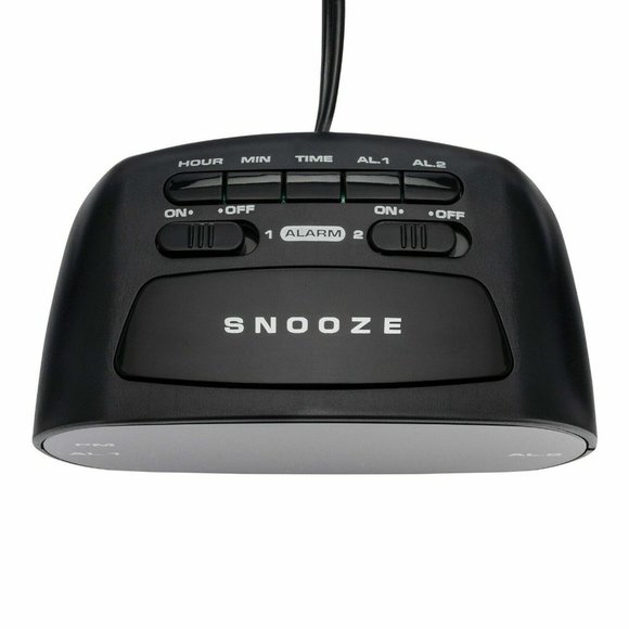 Dual Black Digital Alarm Clock 9-Minute Snooze Electric Power Battery Backup NIB - Picture 4 of 4
